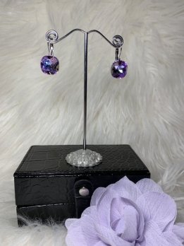 Gaby nagy köves fülbevaló - lila kék swarovski kővel