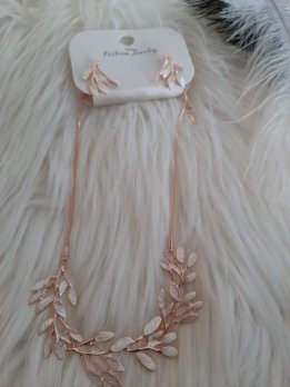 Laurel tűzzománc szett - nyaklánc és fülbevaló - rosegold